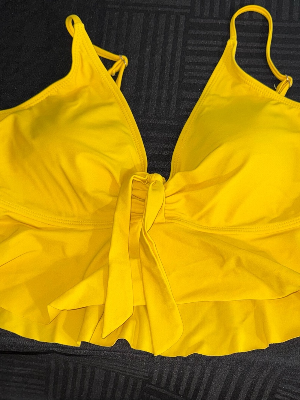 Bright Yellow Ruffle Tie-Front Swim Top
